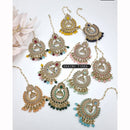 JCM Sparkling Crystal Pearl And Beaded Dangler Earrings With Maangtikka