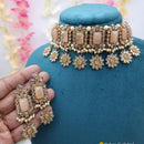 JCM Stunning Crystal Stone And Pearl Embellished Choker Necklace Set