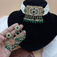 JCM Stunning Crystal Stone And Pearl Embellished Choker Necklace Set 