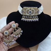 JCM Stunning Crystal Stone And Pearl Embellished Choker Necklace Set