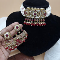 JCM Stunning Crystal Stone And Pearl Embellished Choker Necklace Set