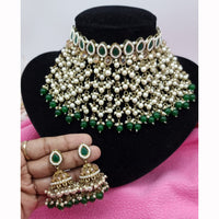 JCM Stunning Crystal Stone And Pearl Embellished Choker Necklace Set 