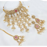 JCM Heritage Kundan Stone Pearl And Beaded Choker Necklace Set