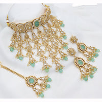 JCM Heritage Kundan Stone Pearl And Beaded Choker Necklace Set