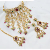 JCM Heritage Kundan Stone Pearl And Beaded Choker Necklace Set