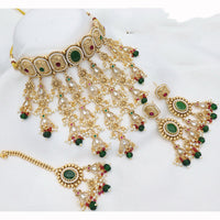 JCM Heritage Kundan Stone Pearl And Beaded Choker Necklace Set