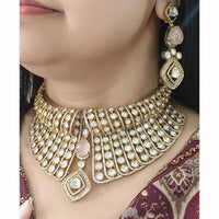 JCM Royal Polki Kundan Stone Heavy Choker Necklace Set  