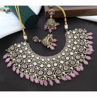 JCM Majestic Polki Kundan Stone Pearl And Beads Necklace Set