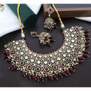 JCM Majestic Polki Kundan Stone Pearl And Beads Necklace Set