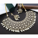 JCM Majestic Polki Kundan Stone Pearl And Beads Necklace Set