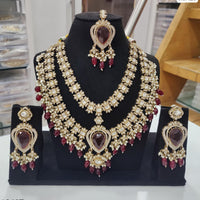 JCM Majestic Polki Kundan Stone Pearl And Beads Necklace Set
