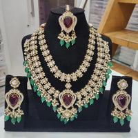 JCM Majestic Polki Kundan Stone Pearl And Beads Necklace Set