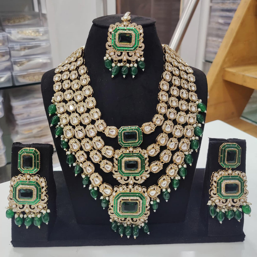JCM Majestic Polki Kundan Stone Pearl And Beads Necklace Set