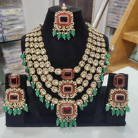JCM Majestic Polki Kundan Stone Pearl And Beads Necklace Set