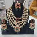JCM Majestic Polki Kundan Stone Pearl And Beads Necklace Set