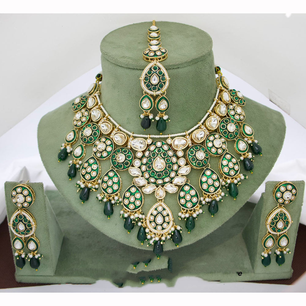 JCM Majestic Polki Kundan Stone Pearl And Beads Necklace Set