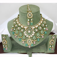 JCM Majestic Polki Kundan Stone Pearl And Beads Necklace Set