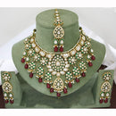 JCM Majestic Polki Kundan Stone Pearl And Beads Necklace Set