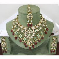 JCM Majestic Polki Kundan Stone Pearl And Beads Necklace Set