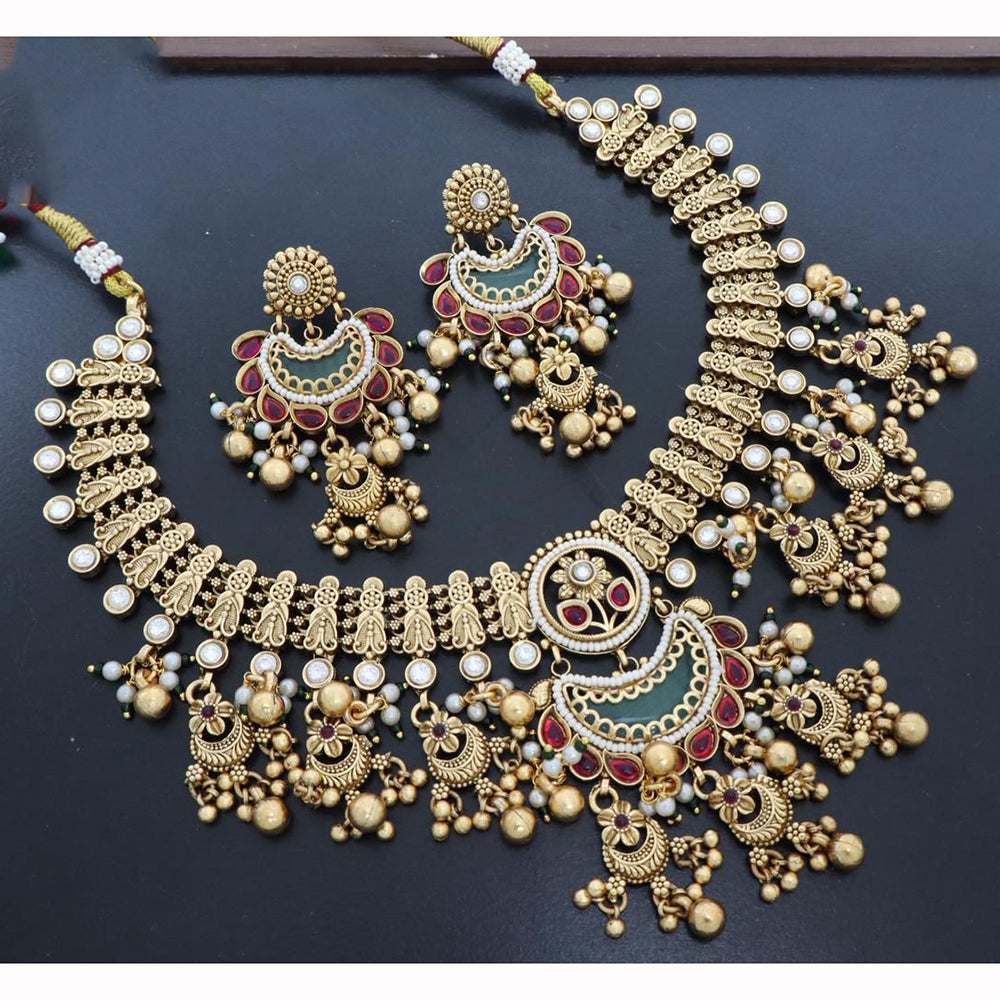 JCM Premium Pota Stone And Austrian Stone Pearl Necklace Set