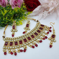 JCM Premium Pota Stone And Austrian Stone Pearl Necklace Set 