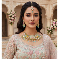 JCM Premium Pota Stone And Austrian Stone Pearl Necklace Set