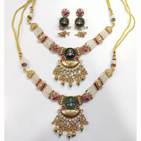 JCM Premium Pota Stone And Austrian Stone Pearl Necklace Set 
