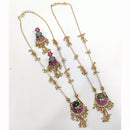 JCM Premium Pota Stone And Austrian Stone Pearl Long Necklace Set 