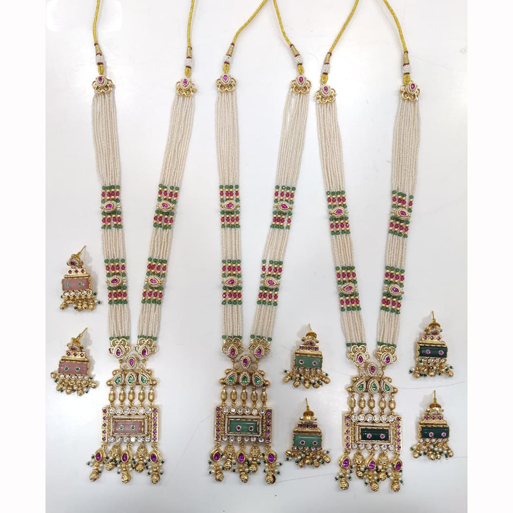 JCM Premium Pota Stone And Pearl Long Necklace Set