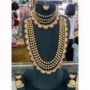 JCM Royal Look Pota Stone And Pearl Double Necklace Jewellery Set