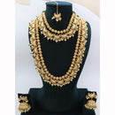 JCM Royal Look Pota Stone And Pearl Double Necklace Jewellery Set