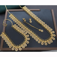 JCM Royal Look Pota Stone And Pearl Double Necklace Jewellery Set