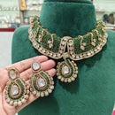 JCM Polki Kundan Stone Statement Choker Necklace Set