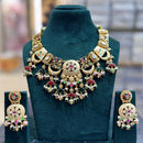 JCM Heritage Pearl And Pota Stone Meenakari Designer Necklace Set