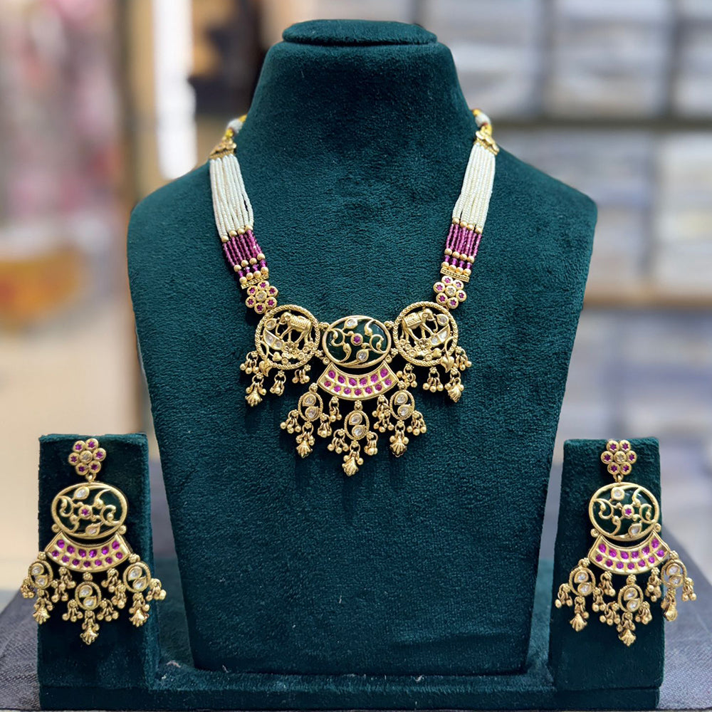 JCM Heritage Pearl And Pota Stone Designer Necklace Set