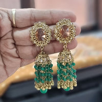 JCM Sparkling Crystal Stone And Austrian Stone Pearl Jhumki Earrings