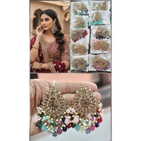 JCM Stylish Crystal Stone & Pearl Beads Drop Dangler Earrings