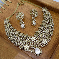 JCM Antique Finish Pota Stone And Austrian Stone Necklace Set