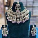 JCM Antique Finish Pota Stone And Meenakari Beads Choker Necklace Set