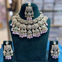 JCM Antique Finish Pota Stone And Meenakari Beads Choker Necklace Set