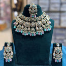 JCM Antique Finish Pota Stone And Meenakari Beads Choker Necklace Set