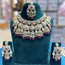 JCM Antique Finish Pota Stone And Meenakari Beads Choker Necklace Set