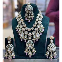 JCM Antique Finish Pota Stone Pearl And Meenakari Beads Necklace Set