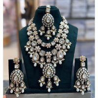 JCM Antique Finish Pota Stone Pearl And Meenakari Beads Necklace Set