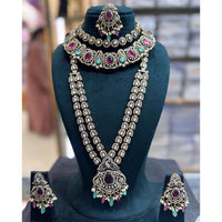 JCM Antique Finish Pota Pearl And Austrian Beads Double Necklace Set