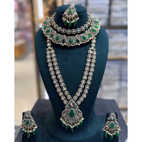 JCM Antique Finish Pota Pearl And Austrian Beads Double Necklace Set