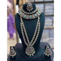 JCM Antique Finish Pota Pearl And Austrian Beads Double Necklace Set