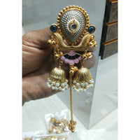 JCM Regal 2-Tone Kundan Ghungroo And Meenakari Kashmiri Long Dangler Earrings