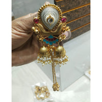 JCM Regal 2-Tone Kundan Ghungroo And Meenakari Kashmiri Long Dangler Earrings