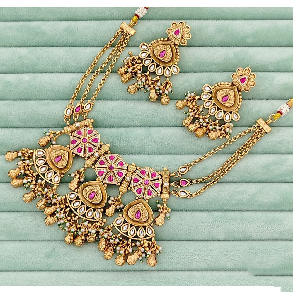 JCM Designer Pota Stone And Pearl Necklace Set